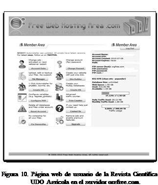 Cuadro de texto:  

Figura 10. Pgina web de usuario de la Revista Cientfica UDO Agrcola en el servidor orgfree.com.

