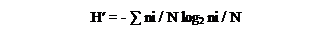 Cuadro de texto: H′ = - ∑ ni / N log2 ni / N